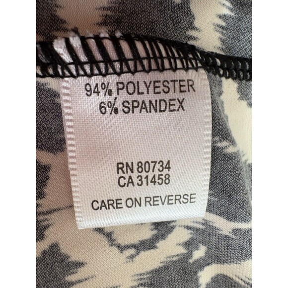 BCBG MaxAzria Women’s Small Black Ivory Floral 3/4 Sleeve Stretch Wrap Tie Dress - Picture 8 of 11